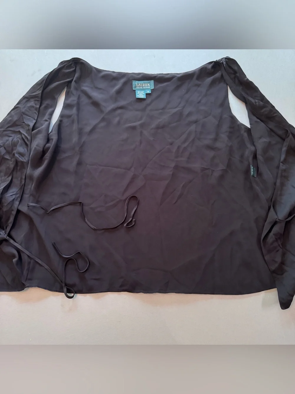 Lauren Ralph Lauren Shirt Womens 16 Black Silk shell True Wrap Tank Top 2 ties